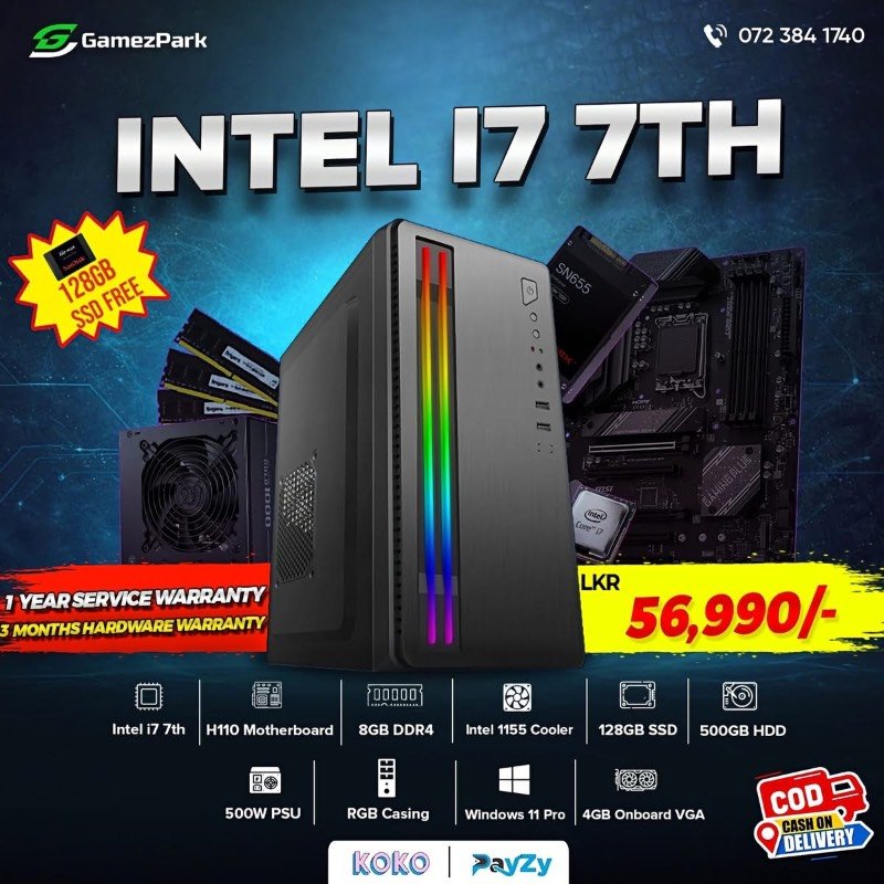 Intel i7 7th gen computer