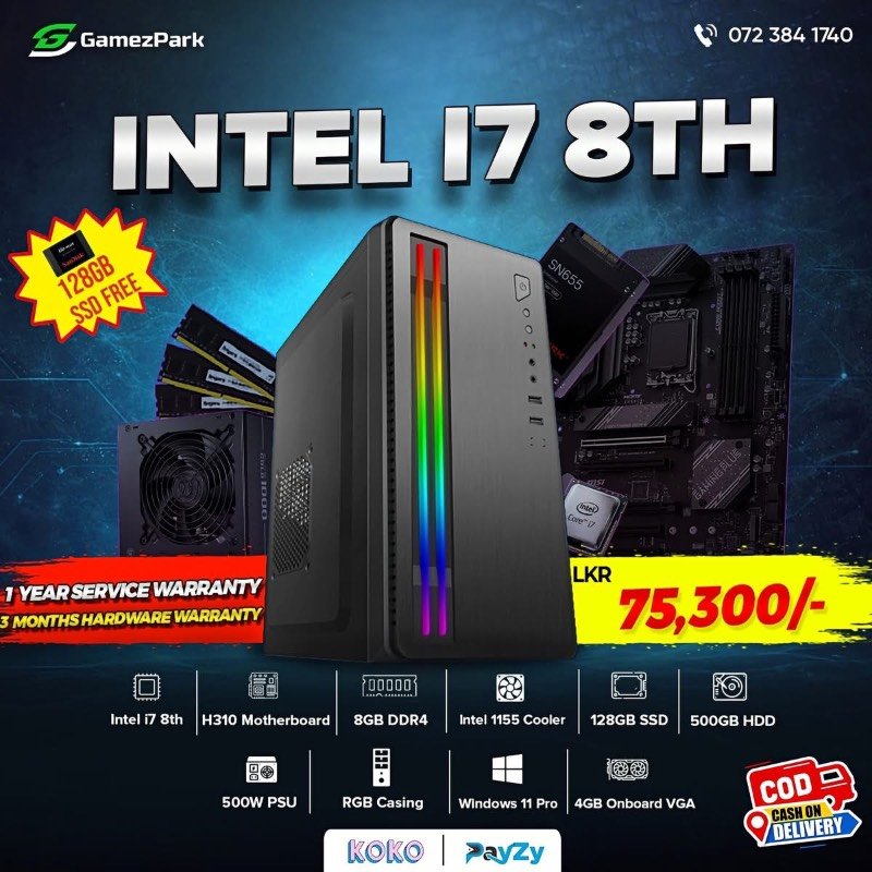 Intel i7 8th gen computer