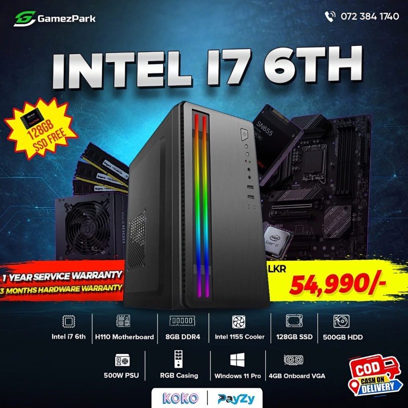 Intel i7 6th gen computer