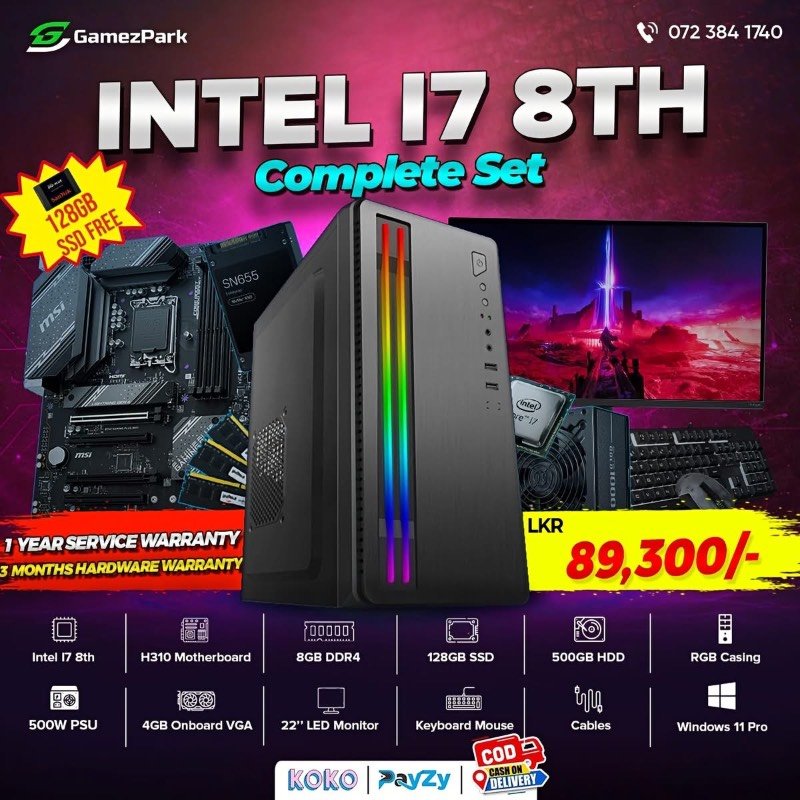 Intel i7 8th gen computer